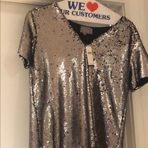 Anthropologie Sequin short sleeve shirt